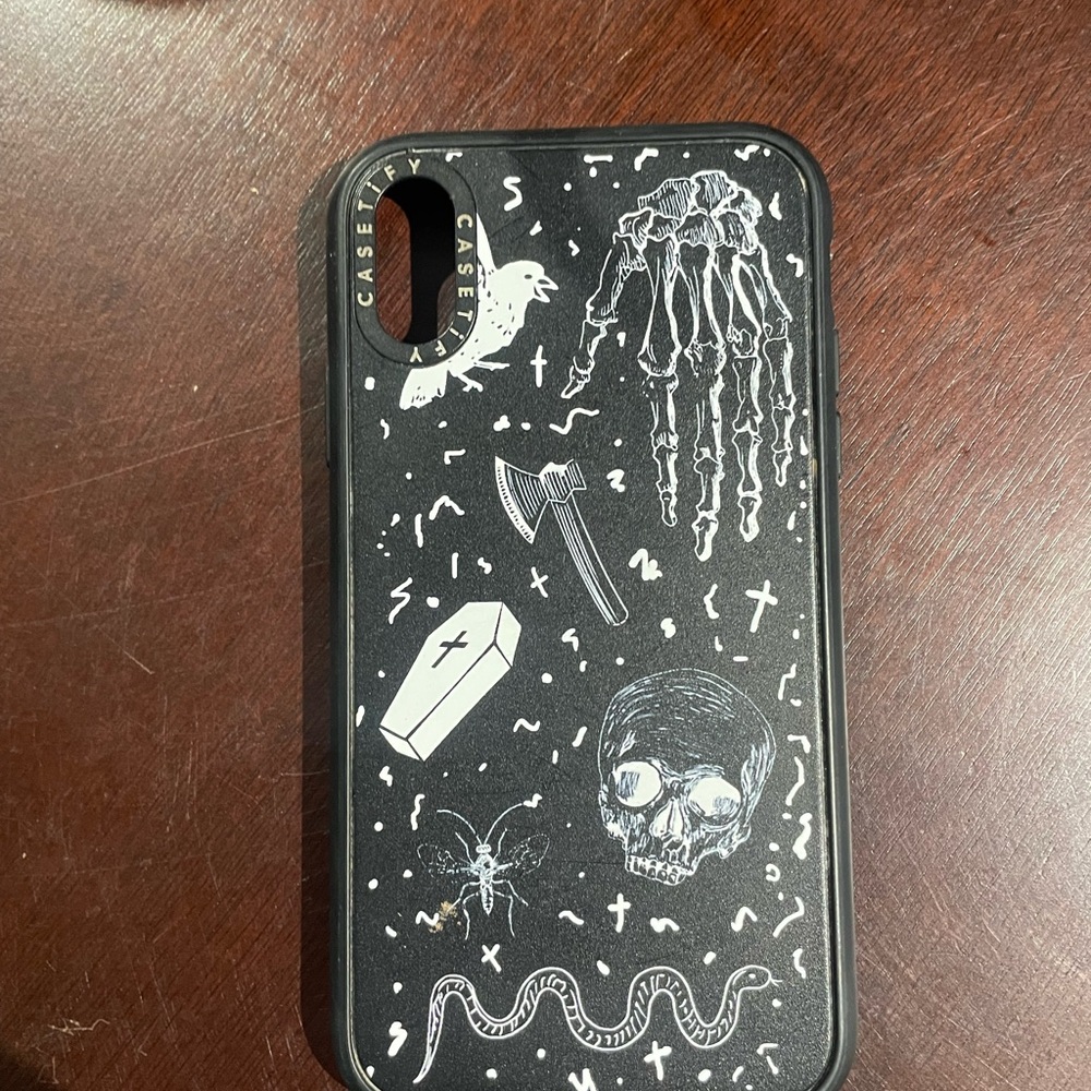 Casetify Black and White IPhone XR Skeleton Design Phone Case